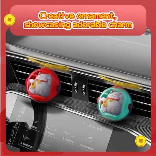 Image of Lucky Cat Car Air Freshener with 6-Color Auto Light Up & 4 Scented Pads - Subtle Fragrance, Decorative Auto Accessories, Cute Mother's Day and Father's Day Small Gifts