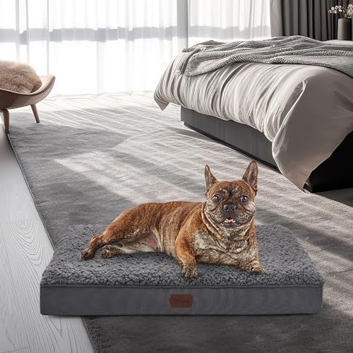 Orthopedic Dog Beds for Medium Dogs, Dog Bed with Plush Egg Foam Support and Non-Slip Bottom, Waterproof and Machine Washable Removable Pet Bed Cover
