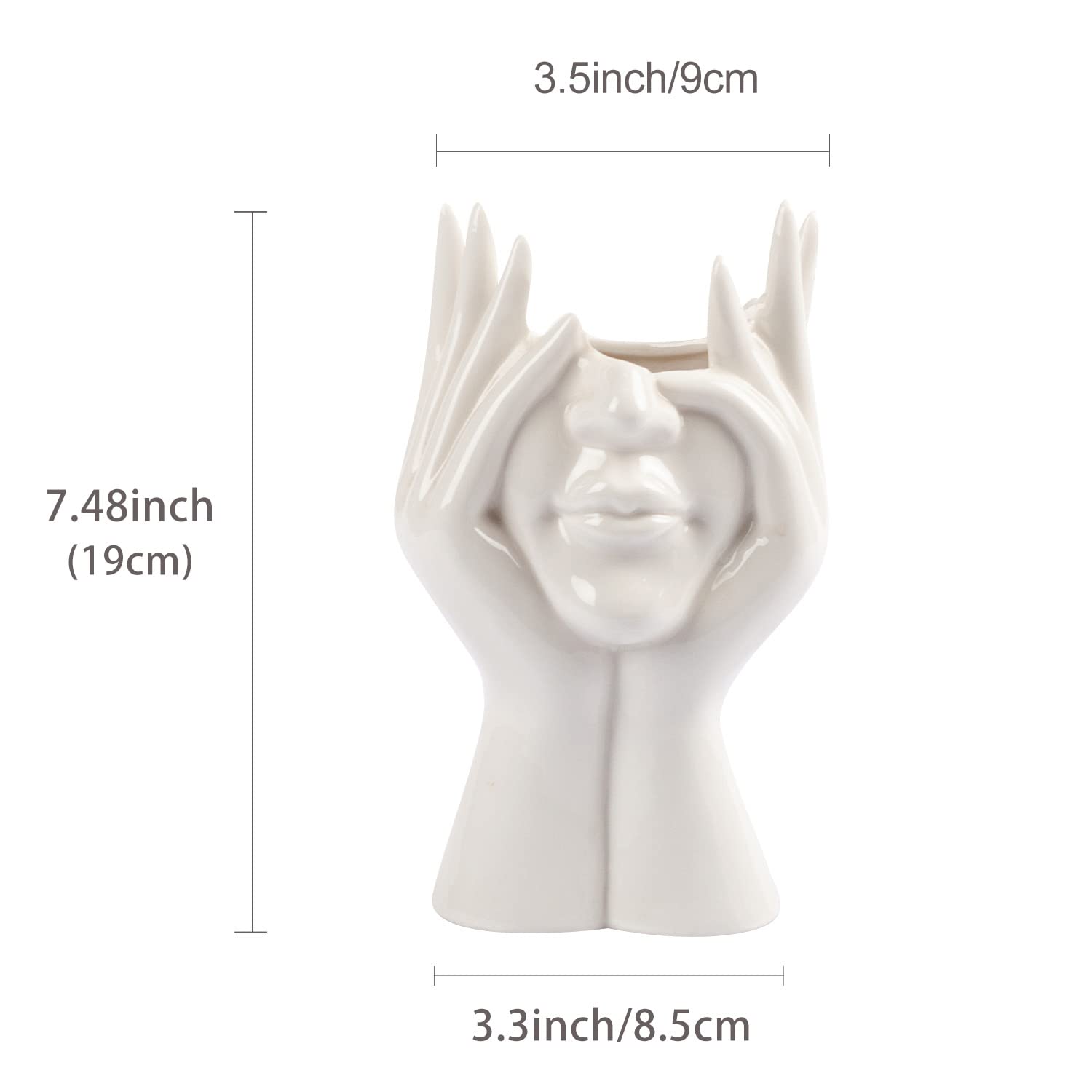 CEMABT Vaso per il Viso e Scrivania a Forma Femminile in Ceramica - Ideale per Scaffalatura, Decorazione Moderna da Tavolo, Semi-Faccia (Stile-B)