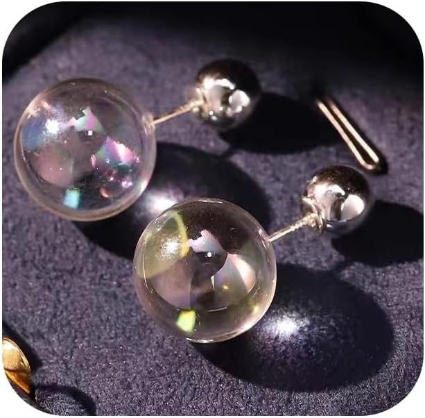 Dreamy Colorful Glass Ball Stud Earrings, Transparent Glass Bubble Earring Versatile Fashionable Earring Jewelry for Woman