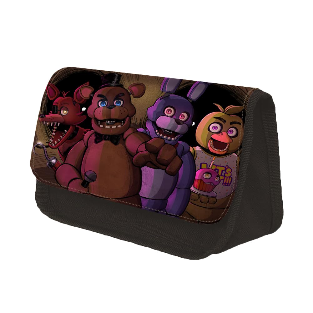 Jilijia FNAF Estuche para lápices con cremallera, Five Nights Game Anime Estuche de lápices de gran capacidad Organizador de papelería Caja de lápices para estudiantes escolares niños niñas, tipo 3,