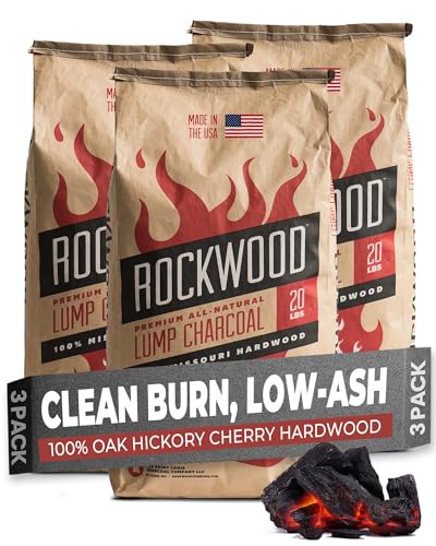 Rockwood Lump Charcoal 20lb (3 Pack) Oak, Hickory & Cherry