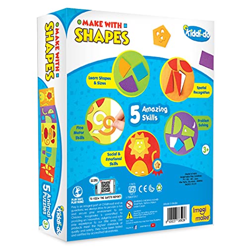Image of Imagimake Make with Shapes | Animal Theme Shape Puzzle| Preschool Learning Activities | Toddler Toys | Montessori Toys for 3 Year Old