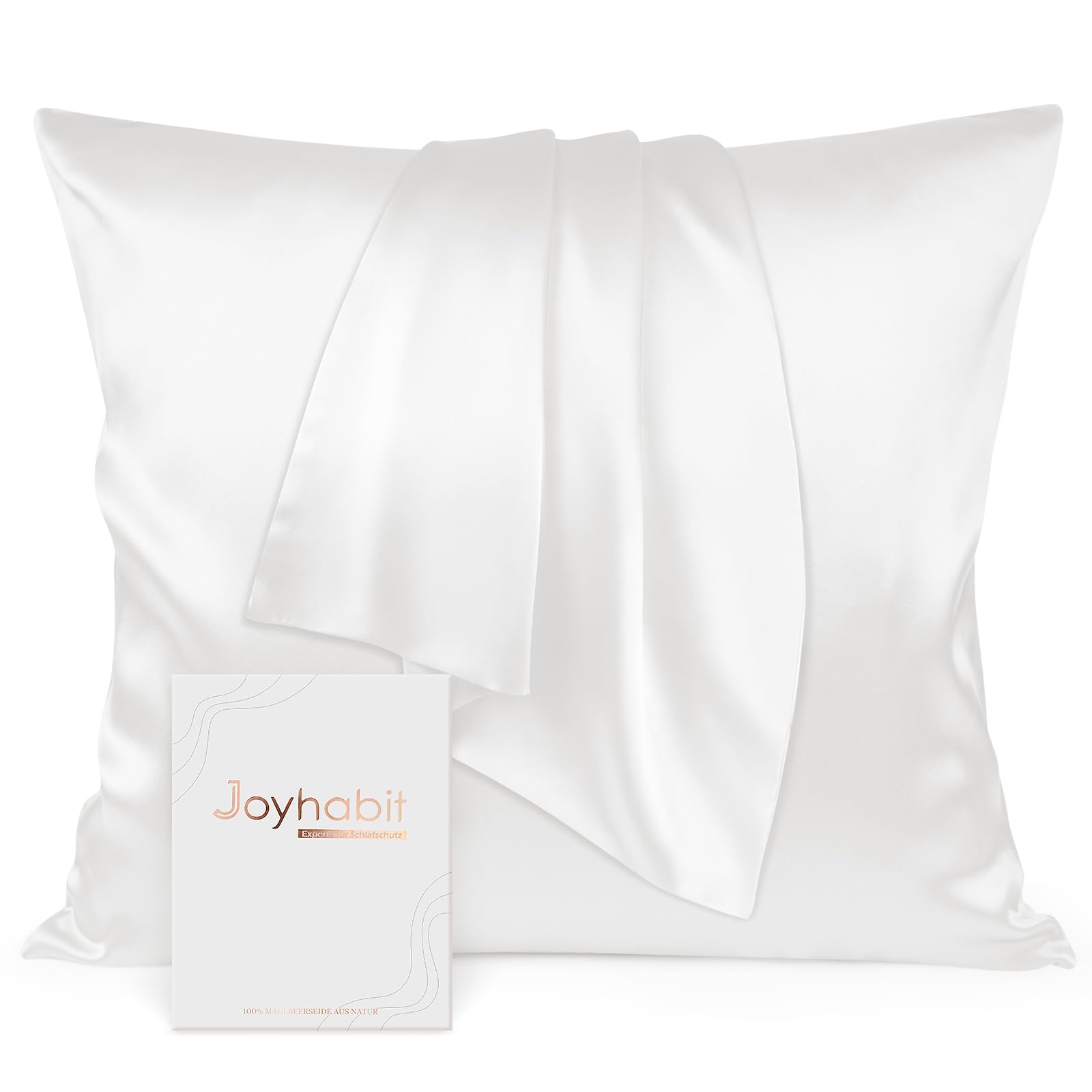 Joyhabit Seidenkissenbezug 80x80, Beige, 16MM Silk Pillowcase aus 100% Bio Maulbeerseide, Super für den Schutz der Haarqualität und der Haut