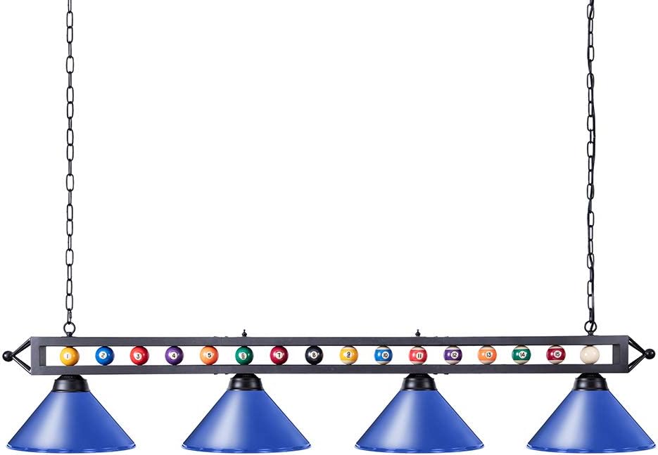 Wellmet Pool Table Light, 70-Inch 4-Light Billiard Pendant Fixture for Game Room, Adjustable Industrial Hanging Light for Over Billiard Table, Kitchen Island, Dining Table, or Man Cave
