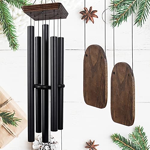 48" Large Wind Chimes for Outside Deep Tone, Wood Wind Chimes Outdoor Clearance, Memorial Gifts for Mother's Day and Christmas, Outdoor Decor for Garden, Patio, Yard（Big Wind Chime, Black）