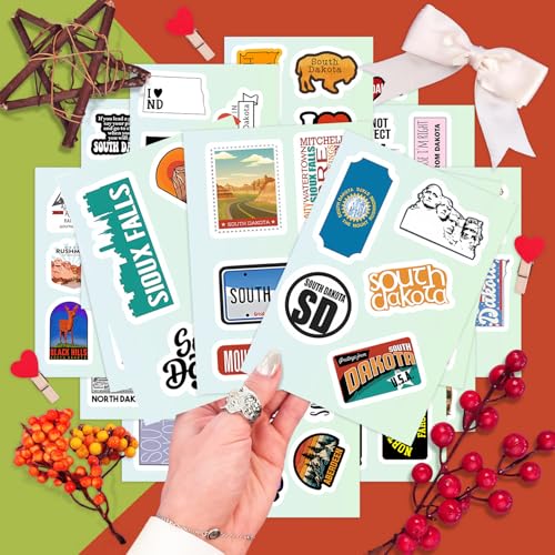 Image of Dakota Stickers for Water Bottle and Laptop - Dakota Party Favors & Decorations, Waterproof Vinyl Decals, State Pride and Icon Stickers, Gifts for Women & Men