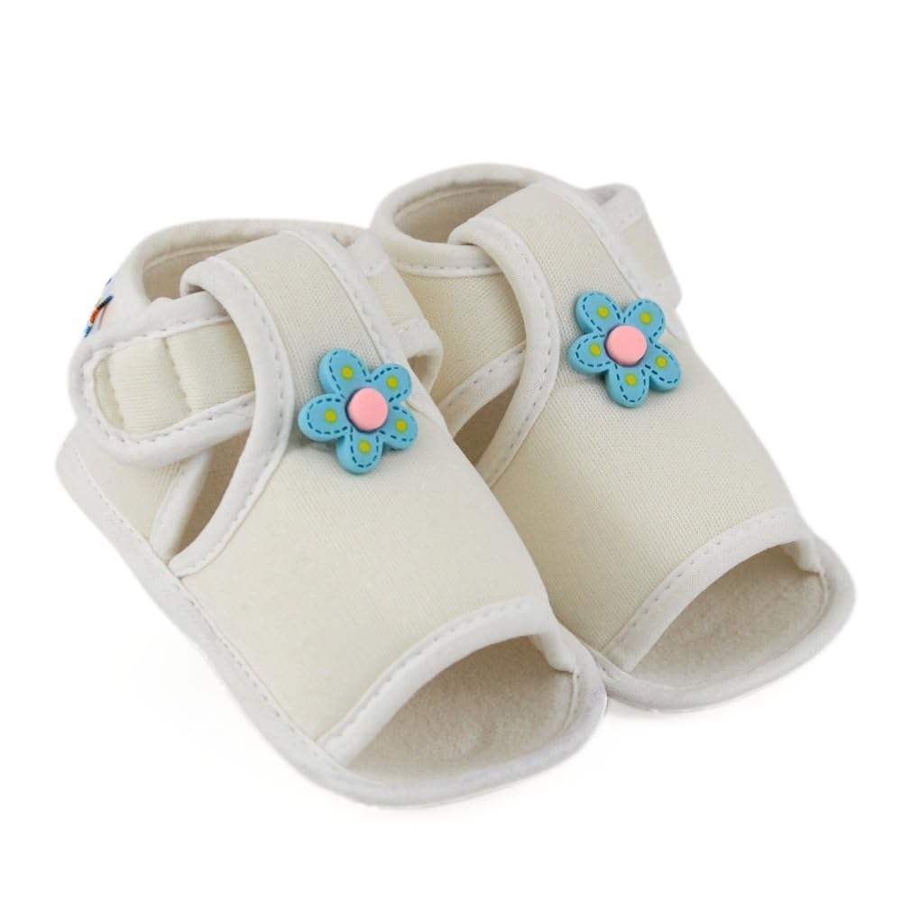 6 To 12 Months Baby Girls Skin-friendly Cotton Floral White Hook & Loop Sandal Booties-BT5501-image-39