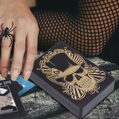 Totenkopf Pokerkarten Kartenspiel aus PVC mit Totenkopf-Design | flexibles und wasserdichtes Deck mit einer praktischen Aufbewahrungsbox, Texas Hold'em, Go Fish und andere Kartenspiele – Bild 4