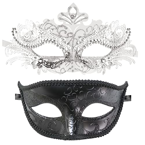 Image of Coddsmz Couple Masquerade Mask Set - Venetian & Mardi Gras Mask for Women & Men