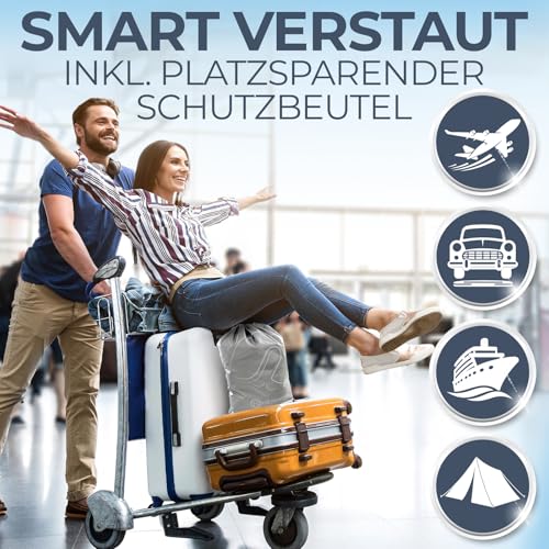 Heimwert Reisekissen - 2in1 Nackenkissen Stützkissen,Nackenhörnchen, 37x27 cm - Travel Pillow für Flugzeug, Camping, Reise - Ergonomisches Kopfkissen mit Microperlen (Grau)