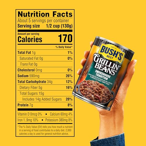 Image of Bush's Best Smokehouse Tradition Grillin' Beans, 22 Oz | Canned Beans, Source of Plant Based Protein and Fiber, Gluten Free