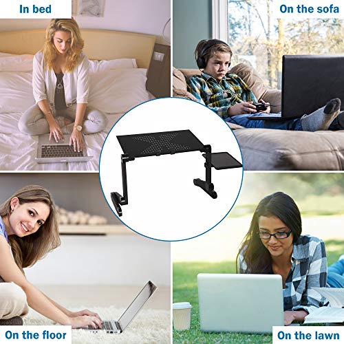 Vilobos Foldable Aluminum Laptop Desk Adjustable Portable Laptop Table Stand With Mouse Pad Ergonomic Lap Desk For Bed And Sofa Up To 17 Inches (No Cooling Fan) #TOP6