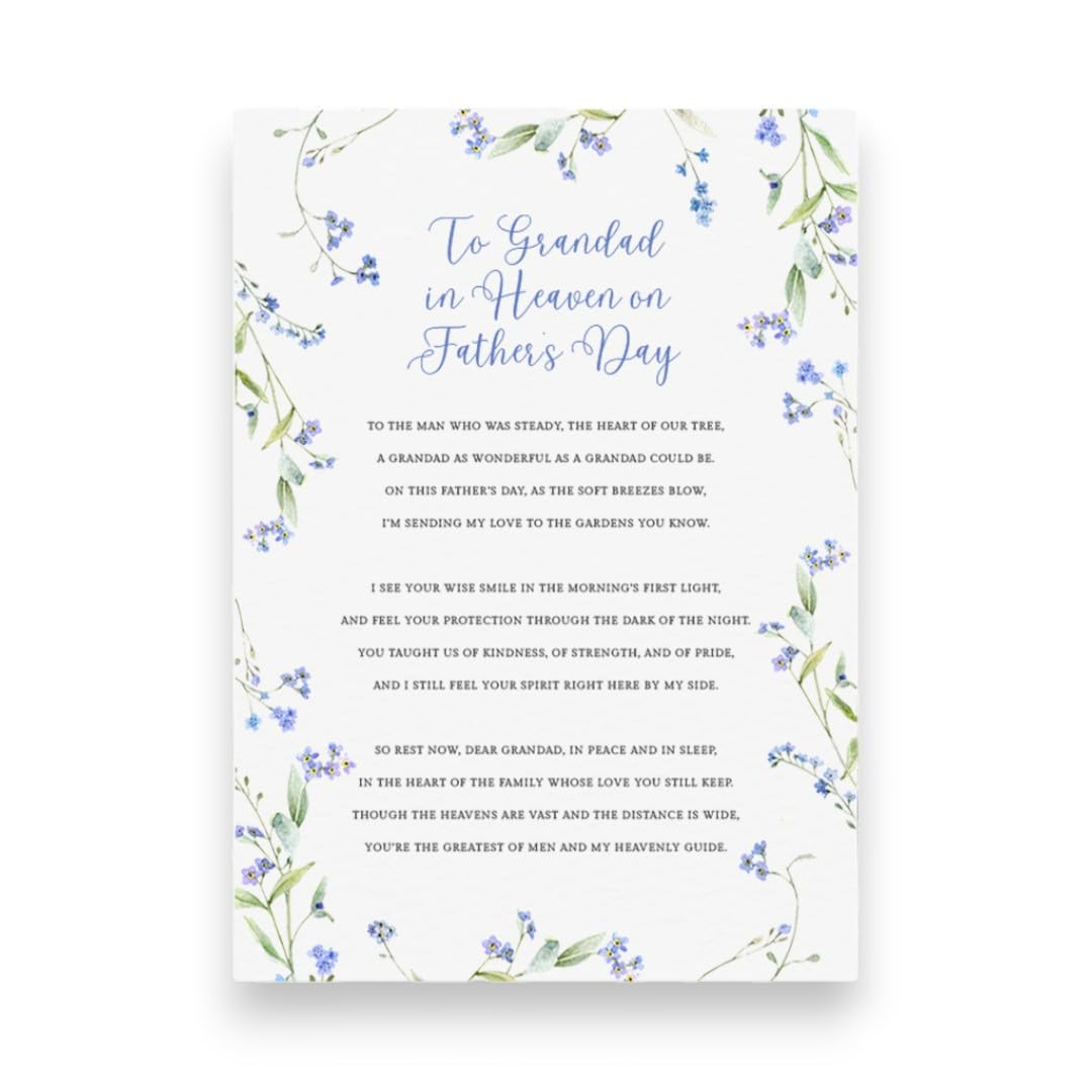 Laminated Grandad Fathers Day Grave Cards Personalised, Waterproof Grandad Fathers Day Memorial Card for Graveside, WITH HOLDER STAKE