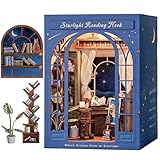 Dolphin Island DIY Book Nook Kit for Adults, 3D Wooden Puzzle Booknook Miniature House Kit (Starlight Reading Nook)