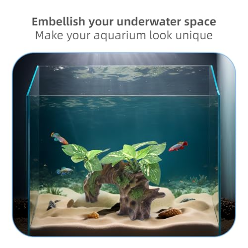 relaqcc Aquarium Decor Ornaments Artifical Driftwood Cave Fish Tank Decorations Silk Aquarium Plants for Betta Fish Tank Accessories - Image 5