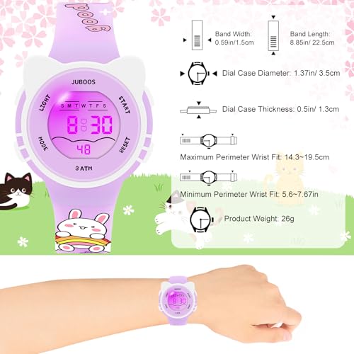 Image of Juboos Kid's Digital Watch for Boys and Girls, Waterproof LCD Digital Sports Kids Watch with 7 Color LED Lights, Stopwatch, Alarm