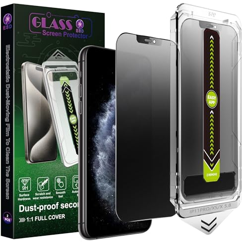 SY SHANGYAN 2 Pack Matte Privacy Anti-Spy Screen Protector for iPhone X/XS/11 Pro (5.8-Inch) 9H Tempered Glass Anti-Glare Full Coverage Anti-Fingerprint Auto Dust Removal Bubble-Free