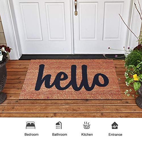 plplaaobo Tapete de porta Hello Letter Padrão Impresso Capacho Antiderrapante Absorvente de Água Fác