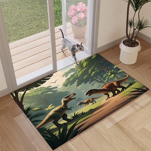 Tapete dinosaurio para niños 2' x 3' verde claro miniatura 2