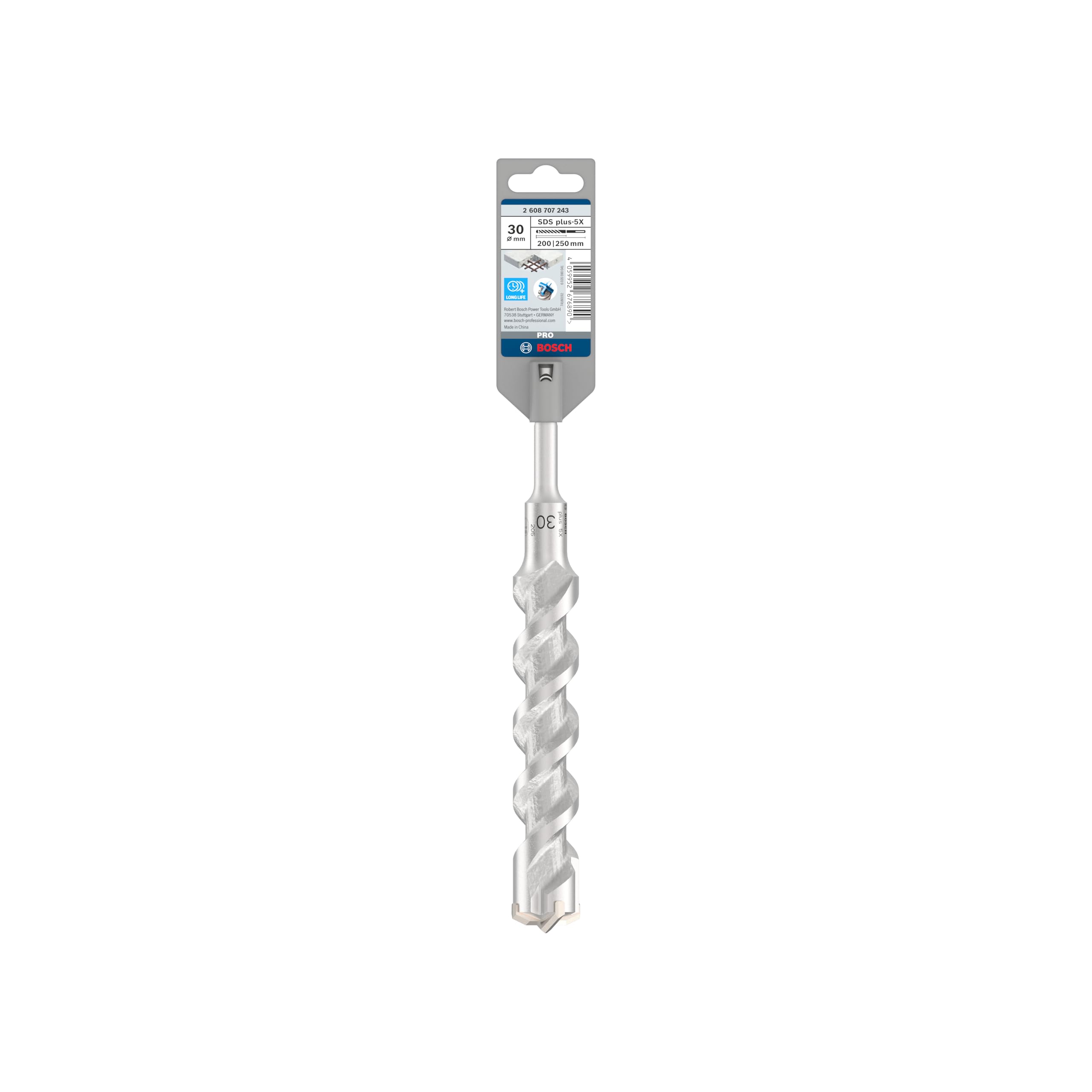 Bosch 1x Foret PRO SDS plus-5X (pour Béton armé, Béton, Ø 30,00 mm, Professional Accessoire Marteau burineur)