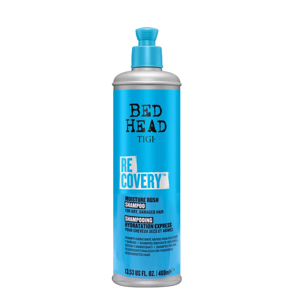 TIGI Bed Head Recovery Moisture Rush Shampoo for Dry & Damaged Hair, 400 ml, Citrus Scent, Glycerin Moisturising Formula, Salon-like Shine & Softness, Frizz Control, Safe for Coloured Hair