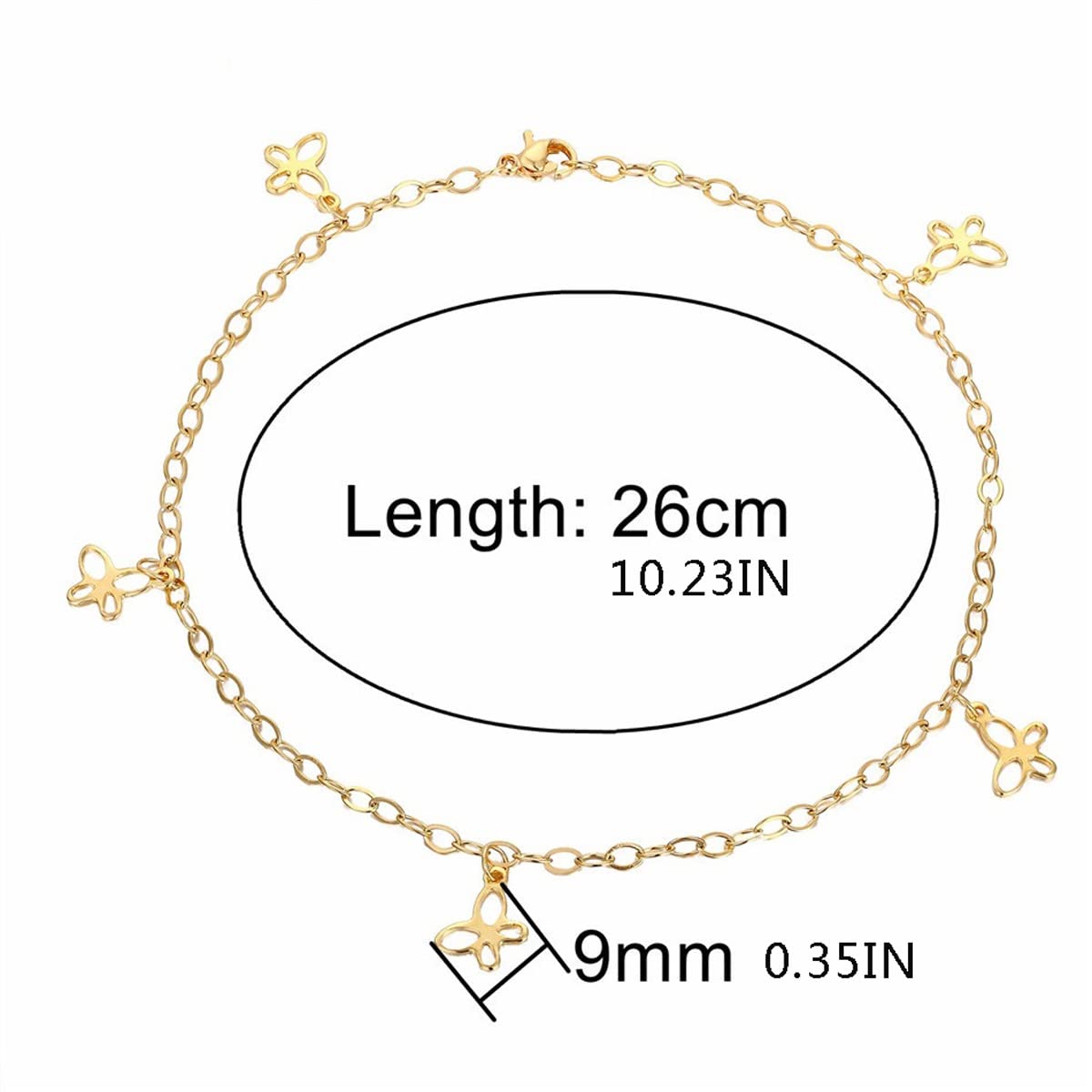Braccialetti alla caviglia Cavigliera a farfalla Cavigliera color oro per le donne Moda Bracciale a catena del piede Gioielli Braccialetto alla caviglia Ornamenti per il piede Cavigliere da
