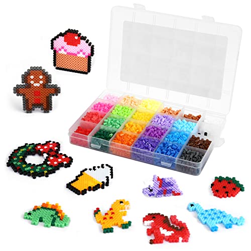 Moncolis 3600 Stück Bügelperlen 4mm Steckperlen 24 Farben Perlen Set in Organizerbox zum Basteln DIY Geschenk Mädchen Jungen Cover