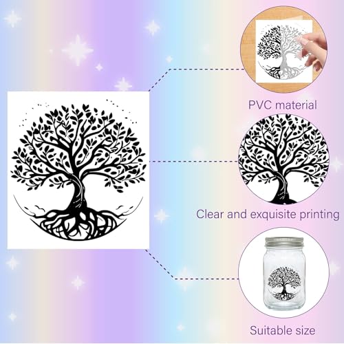 CREATCABIN 16Pcs Tree of Life Silhouettes Mason Jar Decor Birds Lantern Laser Cutouts Ornaments Scrapbook Embellishment for Frosted Glass Wall Windows Cars DIY Craft Xmas Black 3.9x3.5Inch(No Sticker) - Image 3