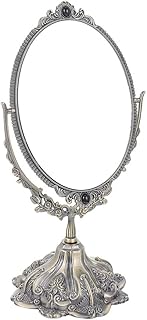 FOMIYES Vintage Swivel Mirror Oval Tabletop Mirror Double Sided Magnifying Mirror Makeup Mirror with Stand Elegant for Women Girls Bridal Bedroom Bridal Shower Party Prom Photography (As Shown)