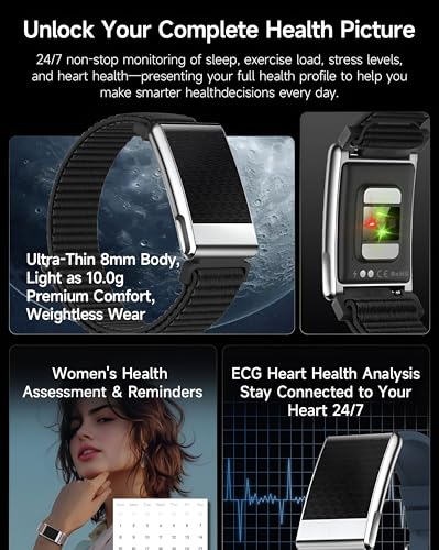 Image of elixir SENSE AI Health & Fitness Tracker | Advanced 24 /7 HRV, ECG, SpO₂, BP, Skin Temp Monitoring | Sleep, Stress & Activity Tracking | Body Composition Analysis | Recovery & Wellness Guidance (Onyx)