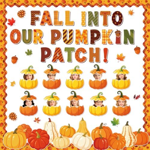 97Pcs Fall Bulletin Board Decorations Pumpkin Autumn Maple Leaves...