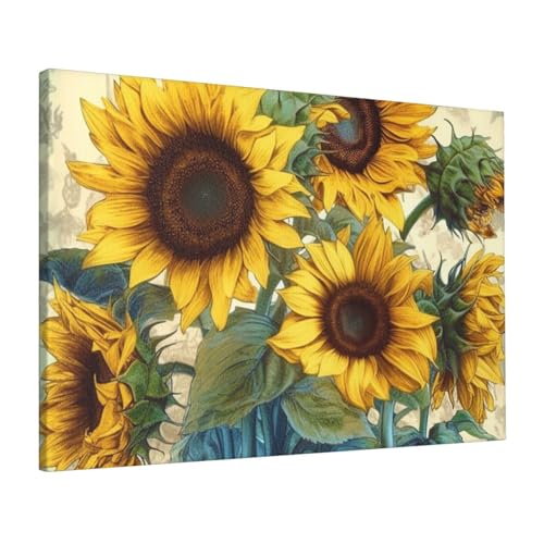 Impression de tournesol en toile HD 41x61 cm pour décoration salon