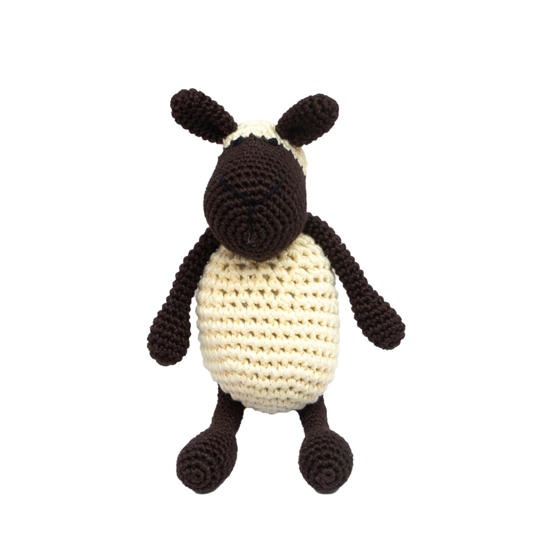 Happy Threads | Ecstatic Sheep, Handmade Crochet Sheep,14 cms,Super Cute Stuffed Soft Toys for Girls and Boys, eco-Friendly Decor & Gifting Item