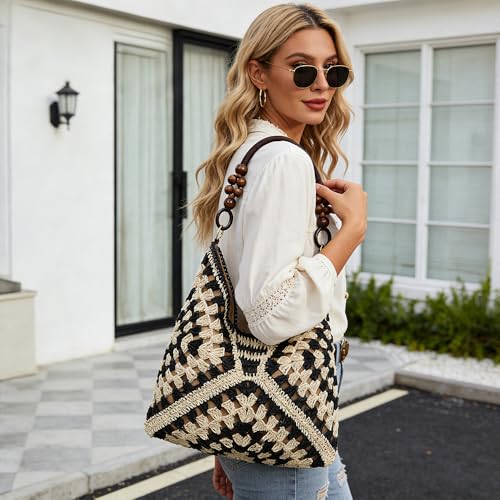 Bolsa tote de hombro de crochet para mujer miniatura 7