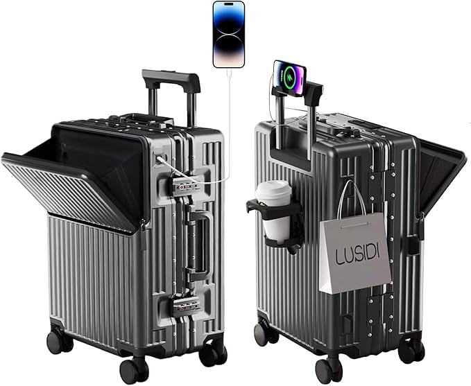 AIWEINY Valise Cabine de Voyage homologuée TSA, Coque Rigide en Polycarbonate, Cadre en Aluminium, résistante à la Pression, pour Bagages de 20'' 24'' 26''...