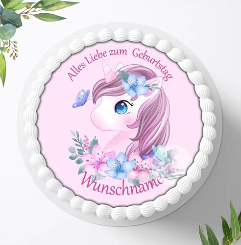 Digital-on Für die Geburtstags Torte,Einhorn mit Wunschname ,...