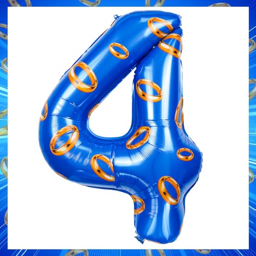 Image of Number 40 Inch Blue and Gold Ring Balloon Birthday Number Decoration Aluminum Film Balloon Suitable for Boys and Girls Blue Theme Party Cartoon Party Decoration Supplies (4)