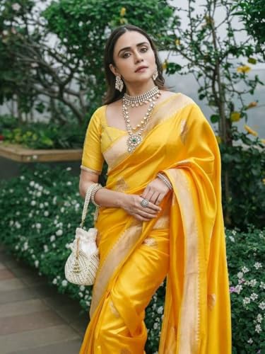 Image of C J Enterprise Women's Banarasi Saree Pure Kanjivaram Style Silk Saree With Blouse Piece for Wedding (Shiv-1)