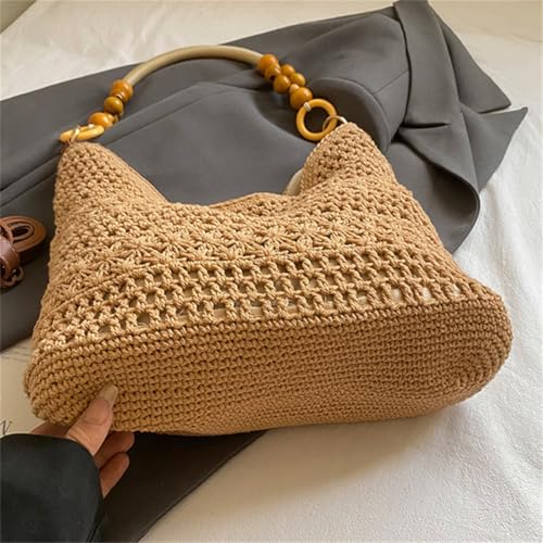 Bolso tejido de mujer para playa verano tipo tote boho miniatura 5