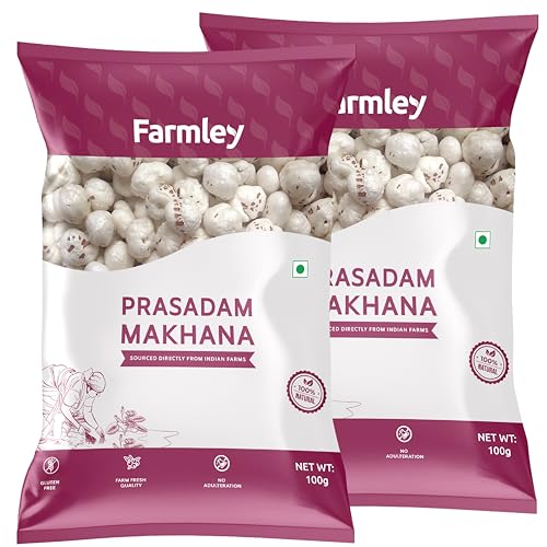 Image of Farmley Prasadam Makhana, Foxnuts I 100g I Fit for Fasting, Natural, Large & Crunchy (Pack of 2)