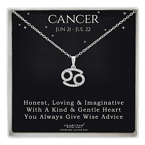 Sterling Silver or 14K Gold Over Sterling Silver Zodiac Necklace Astrology Horoscope Keepsake Card Gift - Choose Star Sign