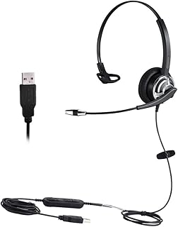 MKJ USB Headset with Nuance Dragon Dication Noise Cancelling Microphone for Microsoft Teams Computer Headset with Voice Recognition for Skype Softphone Conference Calls Zoom Meetings Webex Gaming etc