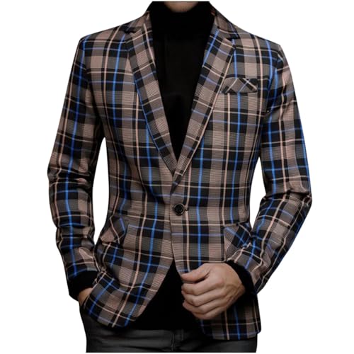 Men's Lapel Blazers Casual Striped One Button Suit Coat Fashion Long Sleeve Slim Fit Dressy Coat Daily Working Prom