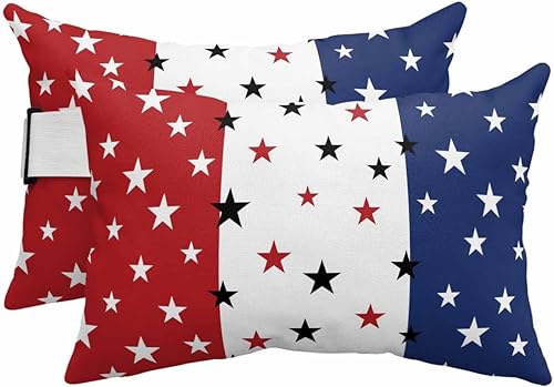 Independence Day - Almohadas para descansar en la cabeza para exteriores, paquete de 2 unidades, diseño de bandera estadounidense, impermeable, para