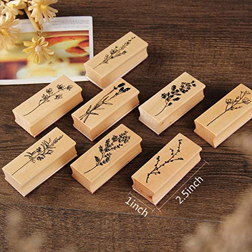 Haploon 8 Pieces Wooden Rubber Stamps Set,Vintage Lotus Series Decorative Flower Wood Mounted Rubber Seal Stamp For Diy Craft, Diary And Craft Scrapbooking #TOP2