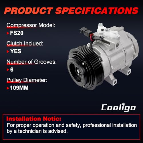 Image of AC Compressor with Clutch Compatible with Ford F-150 Expedition 2007-2014