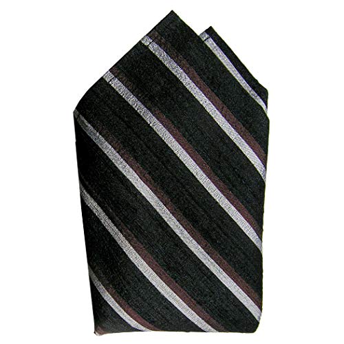 Royal Silk Black Stripes Noir Silk Dupioni Handkerchief Fine Shine - Sturdy Silk Dupioni - 100% Silk – Large 16” Square