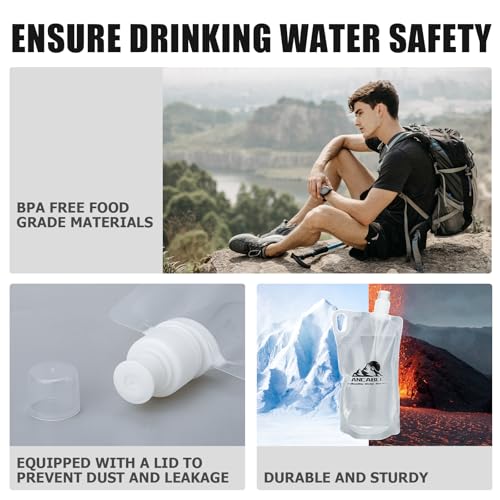 Ancable 33oz (1L) Collapsible Water Bottles, 3-Pack Reusable Travel Foldable Water Bottles for Hiking Camping Running Bike, BPA-Free Water Bottle - image 4
