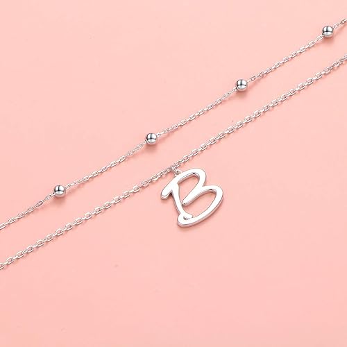 Miniatura 4 de Initials Anklet for Women S925 Sterling Silver Adjustable Foot Ankle Bracelet with Letter